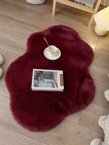 Soft Fluffy Navy Blue Cloud Shaped Rug, Suitable For Bedroom, Living Room, Study, Office, Washable Non-Slip, Cute Rug, Living Room Rug, Bedroom Rug, Bedside Rug, Faux Fur Rug, Decorative Rug, Play Mat, Bedroom Decor, Home Decor, Autumn Home Decor, Room Decor - Burgundy - View 2