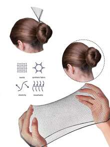 50 piezas/paquete Redecillas de cabello invisibles elásticas de 20 pulgadas, adecuadas para catering, moños de ballet, dormir, mujeres y pelucas - Negro - Ver 6