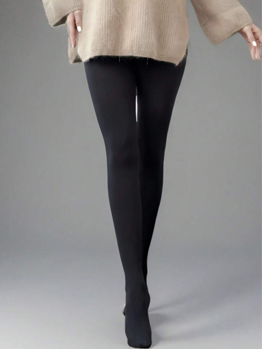1 Stück sexy schwarze Kompressions-Leggings, figurbetonend für Herbst/Winter, vielseitig dehnbar, geeignet für Partys, Treffen und ganzjähriges Tragen - Verschiedenfarbig - Übersicht 1
