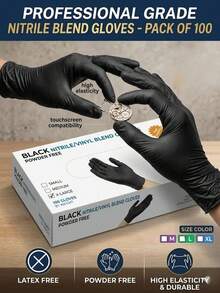 100pcs Powder-Free Latex-Free Wear-Resistant Oil-Proof Nitrile Examination Gloves, Suitable For Nail Art, Eyelash Extensions, Tattooing, Hair Dye Salon, Laboratory Operations, Hand Painting (Random Box Style) - Multicolor - View 10