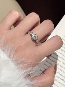 ConiiW A 1.6-Carat Round Pear-Shaped Moissanite Bubble Ring In 925 Sterling Silver, Unisex, Simple And Suitable For Everyday Wear. - Silver - View 3