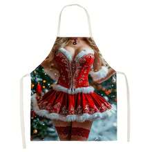 1pc Christmas Gold Foil Christmas Tree Full Print Apron - Sleeveless Design, Durable And Comfortable Fit, Featuring Gold Line Christmas Tree With Star, Moon And Gold Snowflake Pattern, Suitable For Cooking, Baking And Home Cleaning, Household Cleaning, Housework Apron, Hand-Painted Handmade Gardening Apron, Fun Holiday Gift - Burgundy - View 1