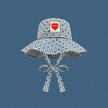 1pc Heart Plaid Bucket Hat, Cute Outdoor Foldable Wide Brim Sun Hat, Casual Polyester Breathable Hat, Suitable For Spring, Summer, Autumn, Beach, Vacation, Holiday, Travel - Multicolor - View 6