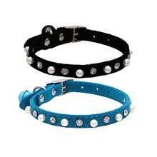 Pet Collar Small Dog Cat Accessory Pearl Rhinestone Adjustable Necklace With Bell Neck Collar Multiple Colors Available - Multicolor - View 7