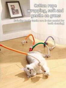 1pc Braided Cotton Rope Cat Toy, High Resilience, Scratch-Resistant And Bite-Resistant, Satisfies Natural Chewing Instinct, Helps With Teeth Grinding And Protects Oral Health, Suitable For Cats To Play Alone Or Interact With Owners - Multicolor - View 1