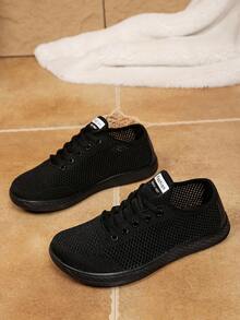 Sepatu Atletik Wanita dengan Kotak Jari Kaki Lebar, Tali Depan, Jaring Berongga Bernapas, Cocok untuk Aktivitas Luar Ruangan, Kasual, Olahraga, Perjalanan, Serbaguna - Hitam - View 7