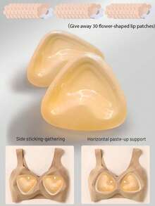 2pcs Triangle Double-Sided Silicone Breast Pads, Reusable Invisible Self-Adhesive Breast Pads, Skin-Friendly Adhesive Shaping Breast Pads, No Extra Tape Needed, Seamless Fit For Low-Cut, Backless And Sheer Clothing, Women's Intimate Lingerie Accessories. Includes 30pcs Flower Nipple Covers - Multicolor - View 10