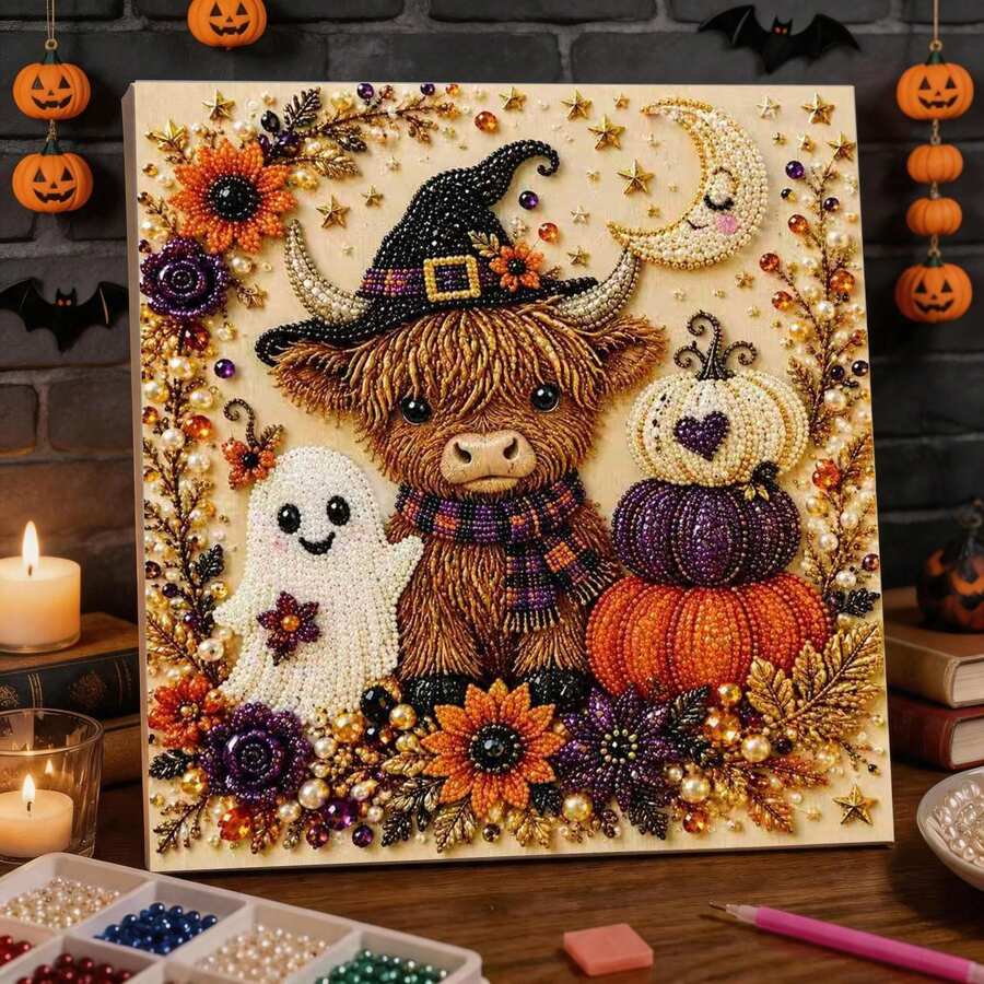 1 قطعة لوحة رسم اللؤلؤ للهالوين جديدة جداً DIY رسم الماس ديكور جداري صورة معلقة - متعدد الألوان - مشاهدة 1