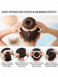 2/1pc Bun Styling Tool, Mesh Bun, Ballet Bun, DIY Hair Tie Styling Sponge With Button Design. Fresh And Sweet Braided Hair Accessory, Heatless Curling Tool And Practical Hair Styling Tool. Suitable For Halloween, Wedding, Christmas, Room Decoration - Multicolor - View 4