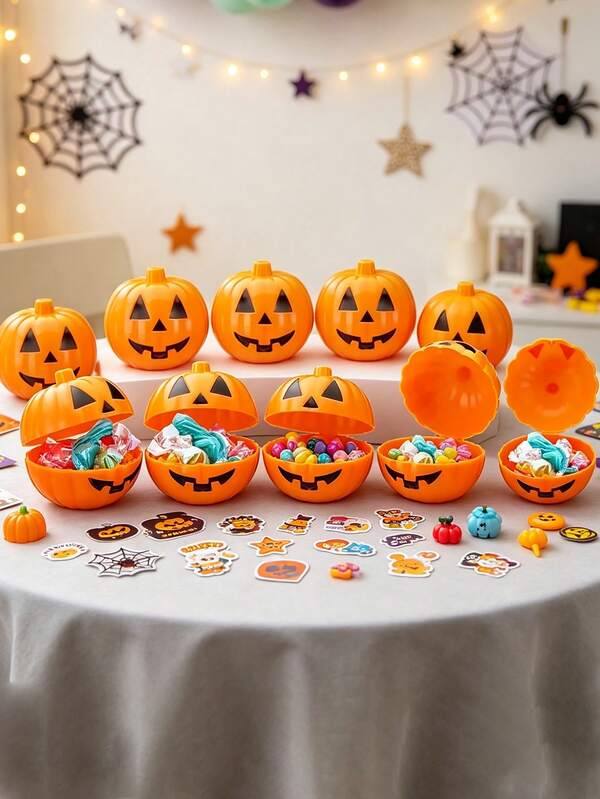 6/1pc Halloween Pumpkin Empty Box/Candy Box, Mini Small Pumpkin Candy Box, Halloween Baby Party Fun Packaging Prop, Halloween Baby Party Return Gift, Halloween Baby Gift Party Favor, Halloween Party Small Gift Packaging Box