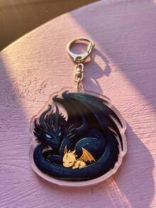 1pc/6pcs "Fourth Wing" And "Iron Flame" Series Themed Acrylic Keychains, Featuring Classic Book Cover Design, Dragon Elements, Plot Illustrations, High Transparency Material, Irregular Silhouette, High-Definition Printing With Exquisite D-Shaped Buckle, Fashionable Multi-Functional Bag Charm, Suitable For: Back To School, Book Fan Gifts, Exquisite Collection, All Seasons. - Multicolor - View 8