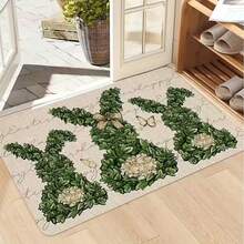 GEL HUT MUN 1pc, Spring And Summer Decorative Leaf Rabbit PatternWelcome Mat, Soft Absorbent Washable DoormatSuitable For Entryway Bathroom Dining Room OfficeSeasonal Use - B - View 2