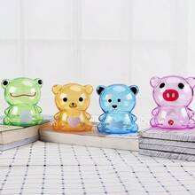 1pc Cute Panda/Bear/Pig/Frog Shaped Transparent PS Plastic Fun Piggy Bank, Creative Cartoon Coin Storage Box, Home Decor Student Back To School Season Gift - Animal-shaped Piggy Bank - View 6