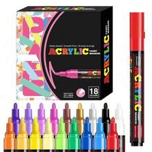 [Vibrant Acrylic Marker Set] 12/18/24 Vibrant Acrylic Marker Set - Medium (2-3mm) Markers - Rock Painting, Black Paper, Skateboard Decoration, Wood, Plastic, Canvas, Christmas Greetings - Sets - View 14