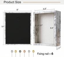 8x10 Shadow Box Frame With Linen Back - Real Glass, Push Pins Included, Sturdy Rustic Memory Display Case, Fits 6.8x8.8 Inserts, Distressed White - Style TypeA - View 2