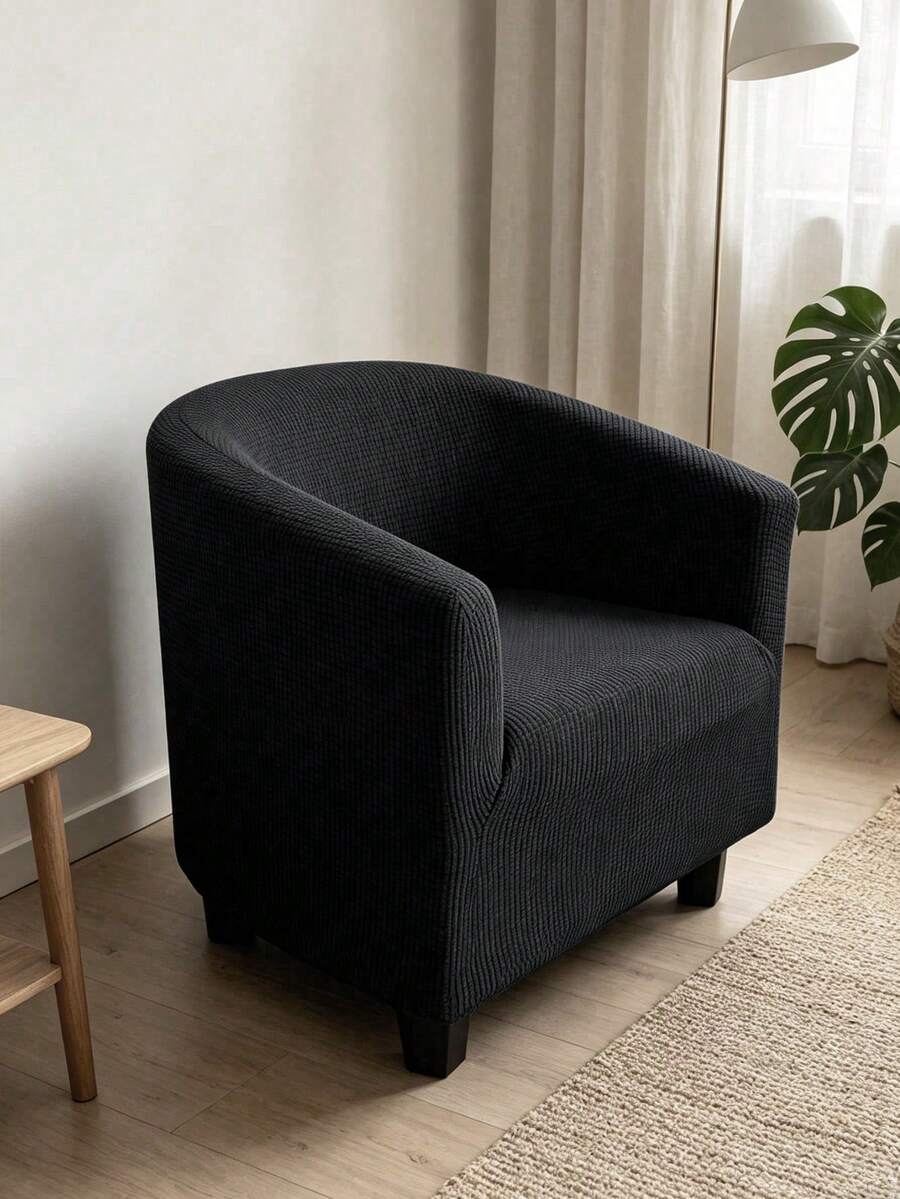 Club Chair Slipcover Elastic Barrel Shaped Chair Cover Soft Stretch Fabric Single Sofa Cover Removable Furniture Protector Living Room Armchair Cover