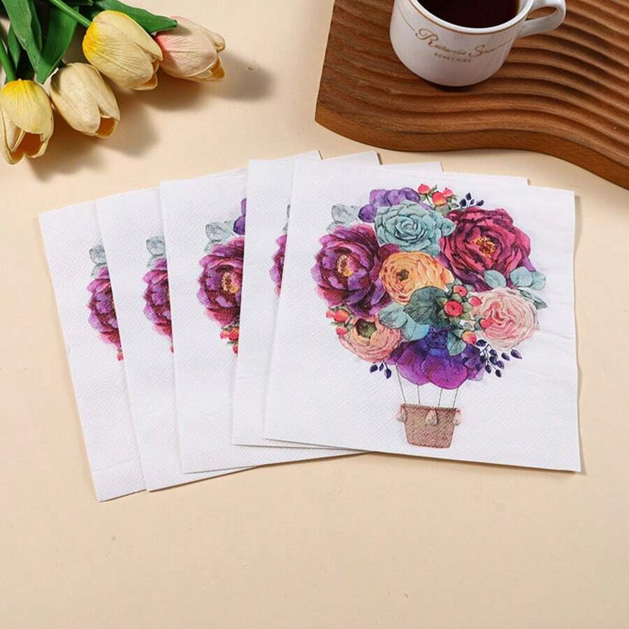 Colorful Hydrangea Print Disposable Paper Napkins, Party Napkins For Tea Party, Bridal Shower, Wedding Decor, Rustic Table Setting - View 1