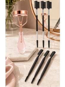 Women's Makeup Eyelash Curler, Rose Gold Metal Frame With Water Drop Non-Slip Handle, Suitable For Single Eyelids And Double Eyelids, Long-Lasting Curl And Shaping, Home And Travel Makeup Tool - Pink - View 6