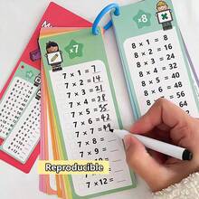 1 Set Children's Flash Cards Math Addition Subtraction Multiplication Division Practice Book Erasable Reusable Children's Learning Mental Calculation Training Cards School Training Math Textbook - Multicolor - View 13