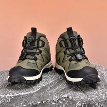 Unisex Kids High-Top Hiking Boots, Outdoor Trekking Shoes, Non-Slip Wear-Resistant Outsole, Reinforced Toe, Quick-Lace Design, Adjustable Ankle Support, Suitable For Outdoor Hiking, Camping And Walking - Army Green - View 3