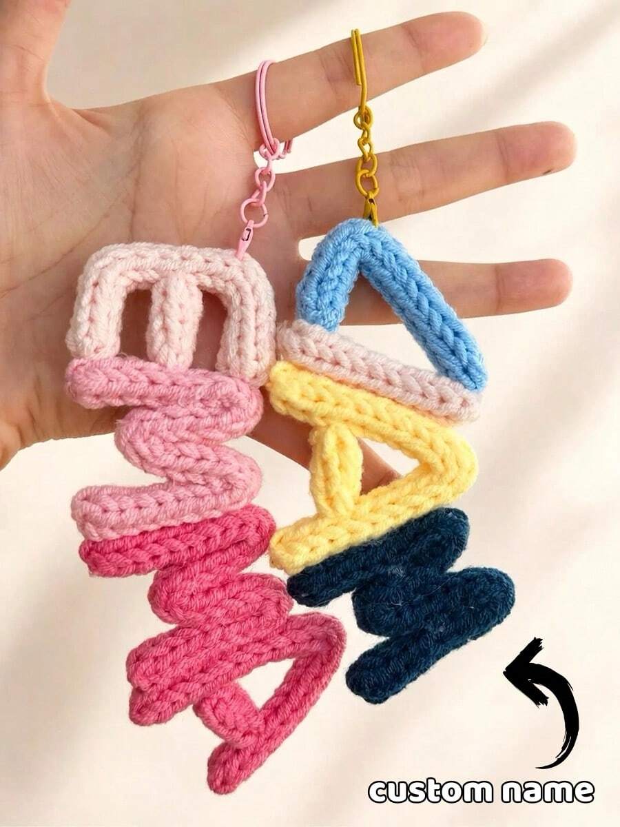 Customized Keychains, Name Tags, Crocheted Letters And Car Keychains - Personalized Gifts, Suitable For Bag Charms, Birthday Or Halloween - Multicolor - View 1