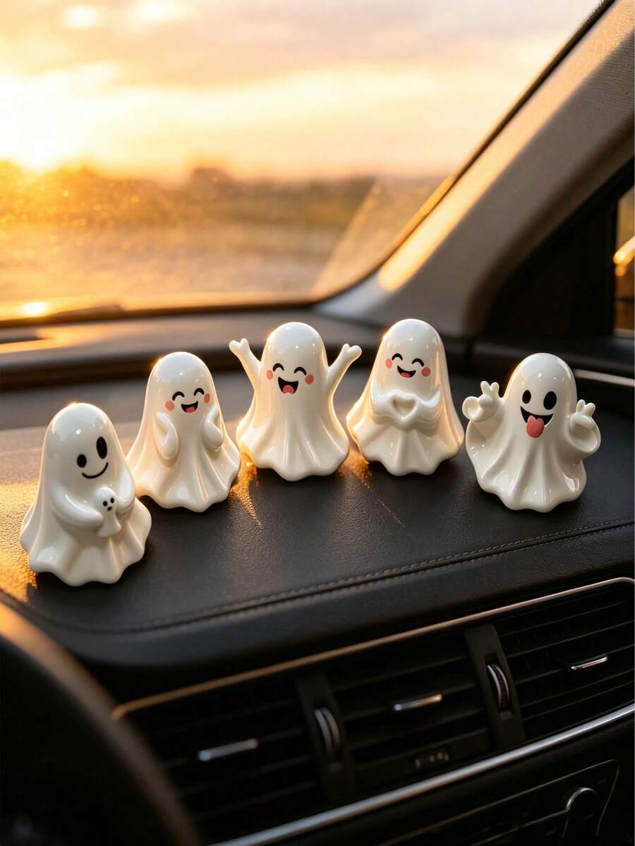 1pc/5pcs Ghost Desktop Pen Holder, Halloween Decoration, Halloween Gift, Birthday Gift, Desktop Ornament, Halloween (This Product Does Not Light Up) - Multi-color Style - View 1