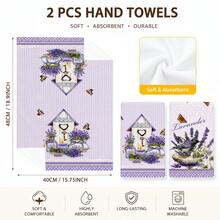 2/4/6/8PCS Lavender Kitchen Towels Set, Vintage French Provence Floral Print Dish Towels,Soft Absorbent Hand Towels With Purple Lavender Flower Design, Farmhouse KitchenDecor, Tea Towels For Home, Holiday Gift - Multicolor - View 2