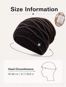 Winter Loose Knit Beanie, Oversized Design, Ribbed Brim With Textured Stripe Details, Comfortable Warm Headwear, Thick Cold-Proof Hat, Unisex, Suitable For Outdoor Hiking, Skiing, Travel, Commuting Seasonal Wear - Multicolor - View 11
