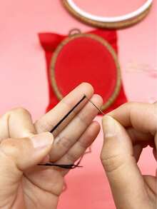 Vintage Aesthetic 2pcs Oval Embroidery Hoop Set, Includes 10pcs 3-Strand Gold Tail Hand Sewing Needles, Beginner Sewing Handmade DIY Kit, Suitable For Hand Embroidery Creation, Vintage Home Wall Decor And Handmade Gift Making - Antique Oval + 10pcs 3-strand Gold Tail Pins - View 4