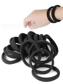 20/50/100/200pcs Large Simple Versatile Hair Ties Hair Accessories Simple Basic Hair Rings - Black - View 8