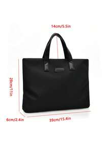 1 buah Tas Kerja Minimalis Pria, Tas Laptop Multi-Kompartemen Kapasitas Besar, Tas Tangan Komuter Pria Ringan dari Kain Oxford - Hitam - View 13