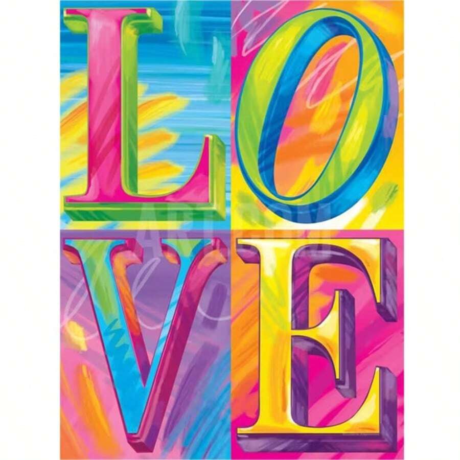 1PC DIY 5D Diamond Painting Kit LOVE Pattern - Round Full Diamond Art Mosaic Craft, Home Wall Decor, Frameless - No Frame - View 1