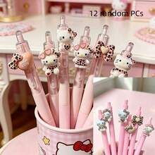 Sanrio Random 6/12Piece Set KT Cat 3D 0.5mm Neutral Pen, Cute Pink Click Pen With Smooth Writing, Quick-Drying, Paper-Friendly, Ideal For Note-Taking, Journaling, Office Memoranda, Etc. Perfect For Both Gifting And Personal Use - Sets - View 9