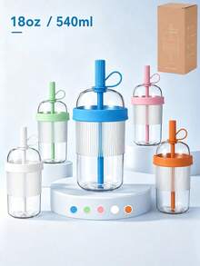 1pc 18oz/540ml Large Capacity Portable Reusable Travel Mug, Suitable For Home, Office, Outdoor Sports; Essential Travel Water Cup, Gift For Students And Adults, Practical And Stylish, Suitable For Cold And Hot Drinks - Multicolor - View 2