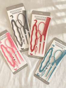 Multifunctional Hair Styling Set - Hair Pulling Needle + Pointed Tail Comb Set - Women's Braiding Tools Set - Multi-color - View 11