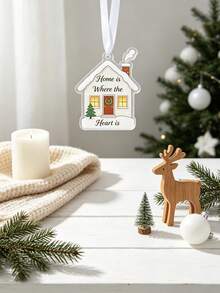 1pc Christmas House Acrylic Ornament 2D Flat Design, 6cm / 2.36" – "Home Is Where The Heart Is" Holiday Hanging Pendant For Xmas Tree Decor, Winter Home Decoration & Seasonal Gift - Christmas - View 6
