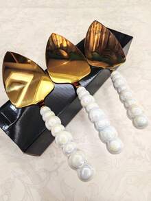 1/3pcs Stainless Steel Cake Server With Pearl Shaped Ceramic Handle, Cake Scoop, Elegant Baking Tool, Pizza Scoop, Suitable For Multifunctional Kitchen Utensils Such As Weddings, Birthdays, Parties, Festivals, Etc - View 3