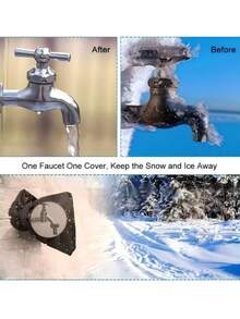 1pc Outdoor Faucet Cover, Used For Winter Freeze Protection, Pipe Insulation And Backflow Prevention, Essential For Severe Winter - Black - View 7