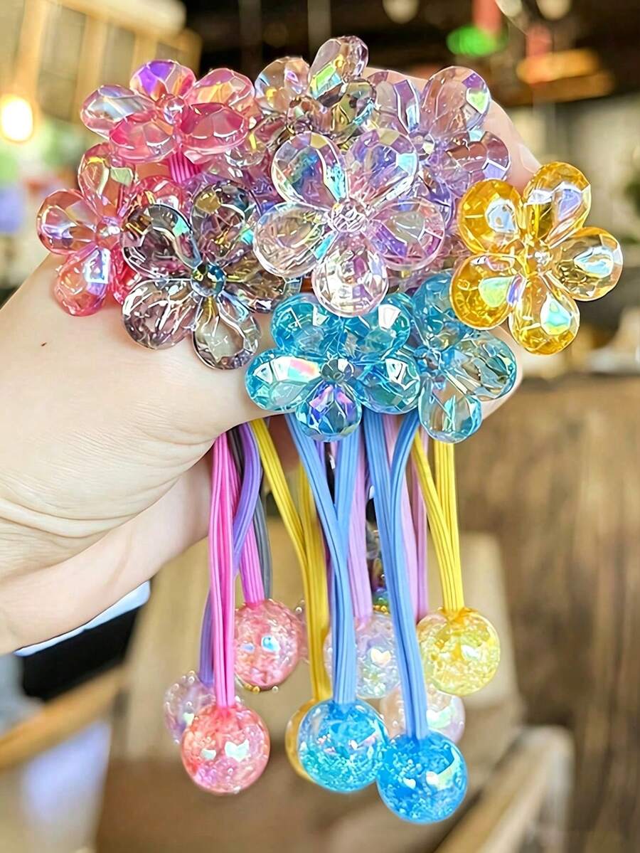 12/6pcs High Elasticity Hair Ties, Sweet Hair Accessories, Basic Style Non-Damaging, Suitable For Girls And Women, Daily Essential - Multicolor - View 1