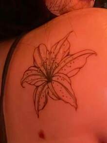 Lily Flower Temporary Tattoos Waterproof Long Lasting Fake Body Art Stickers Fine Line Botanical Sketch Floral Design Aesthetic Tattoo For Shoulder Back Women Adults - Black - View 3
