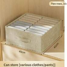 Foldable Fabric Clothes Storage Box, Multi Compartment Closet Organizer With Handle, Wardrobe Divider Storage Bin For Pants, Jeans, T-Shirts - Grey - View 12