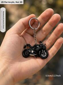 1pc 2D Flat Acrylic Motorcycle Keychain, Sports Motorcycle Design, Black White Red Color Scheme, Suitable For Hanging On Bags, Backpacks, Handbags Or Car Keys, Unisex, Daily Use, Birthday Gift And Great Gift For Motorcycle Enthusiasts - Multicolor - View 3
