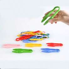 10pcs-Colorful Fine Motor Training Tool Clips: Pressure Head Tweezers, Colorful Clips, Plastic Tweezers, Used For Fine Motor Training Prop Clips (Random Color) - 10pcs-random Color - View 1