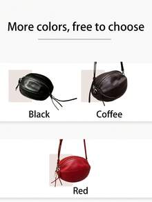 2026 New Niche Premium Top Grain Cowhide Leather Football Bag, Personalized Fashion Minimalist Small Round Bag, Versatile Commuter Large Capacity Shoulder Crossbody Bag PU - Multicolor - View 8
