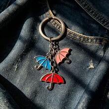 1pc Cartoon Sweet Enamel Seven-Star Ladybug Colorful Umbrella Keychain Lucky Pastoral Style Beetle Key Chain Accessory Insect Gift - Multicolor - View 3