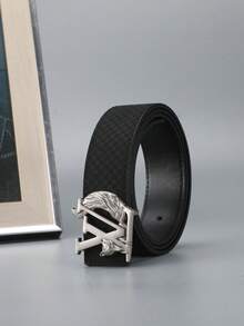New Men's Belt Fabric Texture Business Fashion Versatile Classic Dress Pants Belt Letter Smooth Buckle - Multicolor - View 3
