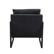 Accent Chair Space Saving Metal Frame PU Leather Black - Black - View 9