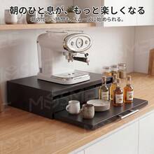二段式 スライド式引き出し式キッチン棚 - カーボン製 省スペース収納ラック 天板付き 電子レンジ・事務機器・電子レンジ棚に最適 てこ式メカニズム 省スペース設計 小さなキッチン向け - ホワイト - チェックする 4
