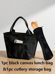 2pcs Canvas Lunch Bag With A Zipper Multi Functional Heat-Insulating Aluminum Foil Suitable For Daily Home Storage And Lunch Box Storage Suitable For Outdoor Portable Storage, Picnic Camping Essential For Returning To School - Multicolor - View 15