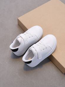 1 Pair Boys Girls Flat Comfortable Casual Shoes Fashion Versatile Sneakers Walking Shoes - White - View 3